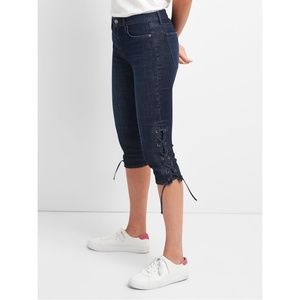 Gap Womens Mid Rise Super Crop Lace Up Jeans